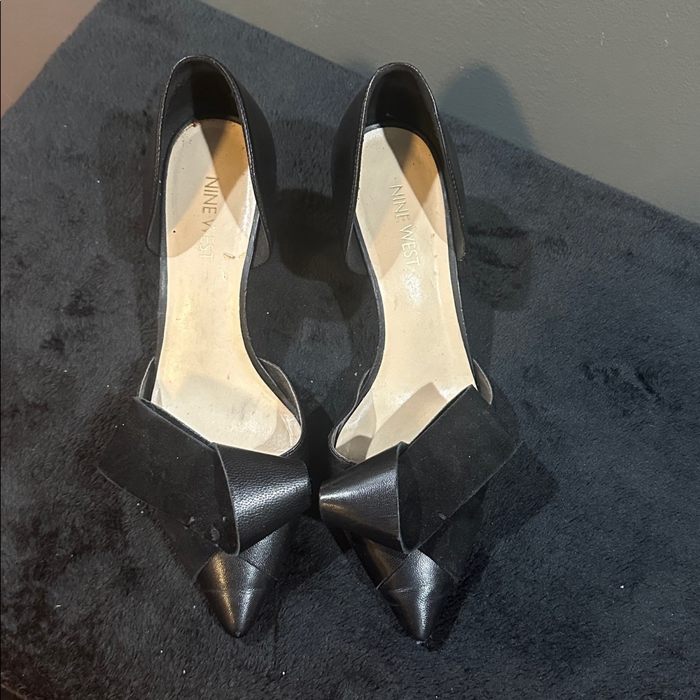 Nine West Black Bow Pointed Heels